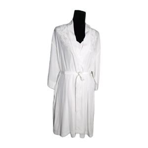 Vtg 90s Sara Beth Robe & Gown Set Women's Size Small White Embroidered Lace